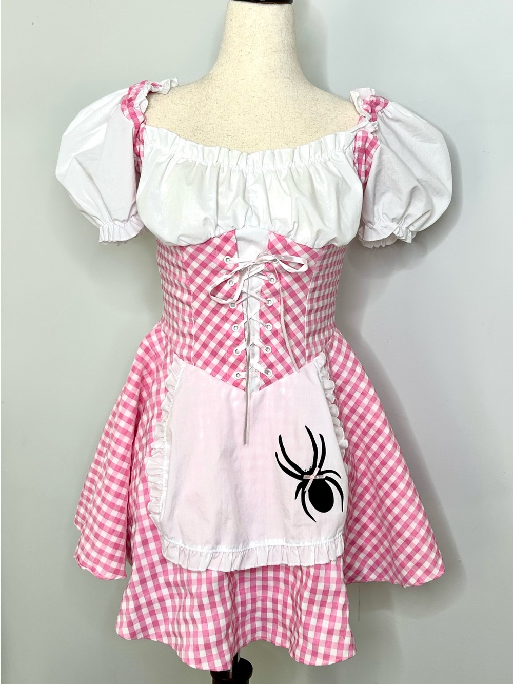 Leg Avenue Little Miss Muffet Pink Gingham Sexy Dress Halloween Costume Medium - Picture 3 of 11